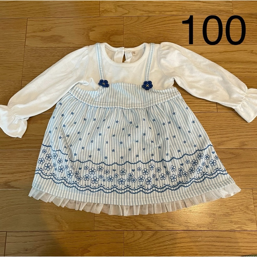 100 重ね着風 チュニックワンピース キッズ/ベビー/マタニティのキッズ服女の子用(90cm~)(ワンピース)の商品写真