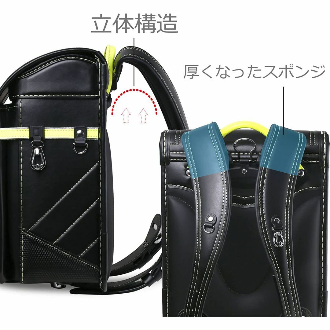 【新品】男の子ランドセル ベーシックモデル 高級合皮 大容量 黒/蛍光イエロー 【新品】男の子ランドセル ベーシックモデル 高級合皮 大容量 黒/蛍光イエロー