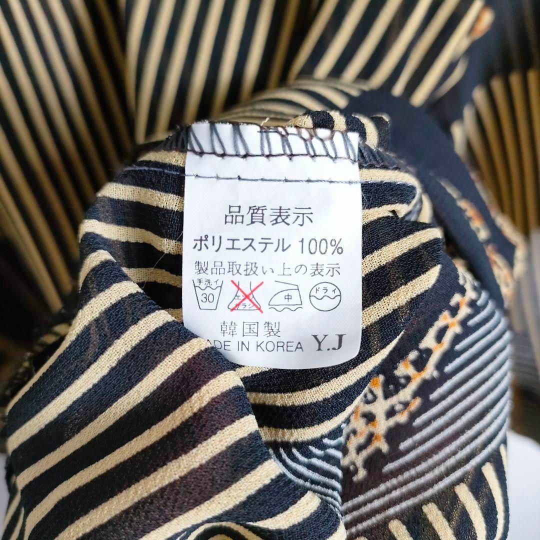 アニマル柄 半袖シアーシャツ キリン ストライプ 韓国製 イエロー ブラック メンズのトップス(シャツ)の商品写真