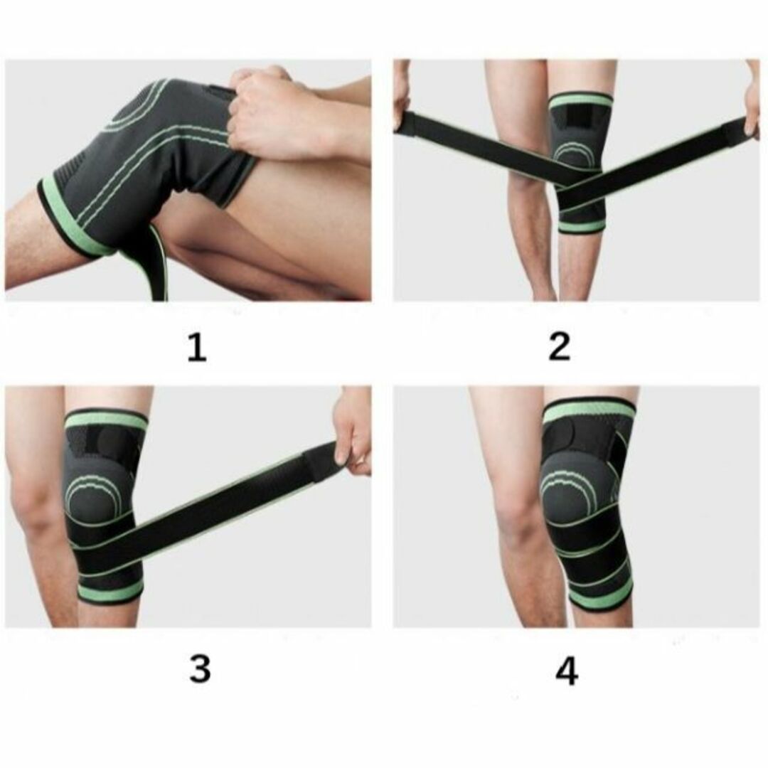 XLサイズ 膝サポーター 2枚 セット グリーン 膝のケアに 痛み対策 スポーツ/アウトドアのトレーニング/エクササイズ(トレーニング用品)の商品写真
