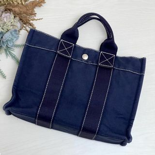 エルメス(Hermes)のHERMES エルメス ドーヴィルPM ネイビー 紺 キャンバス トートバッグ(トートバッグ)