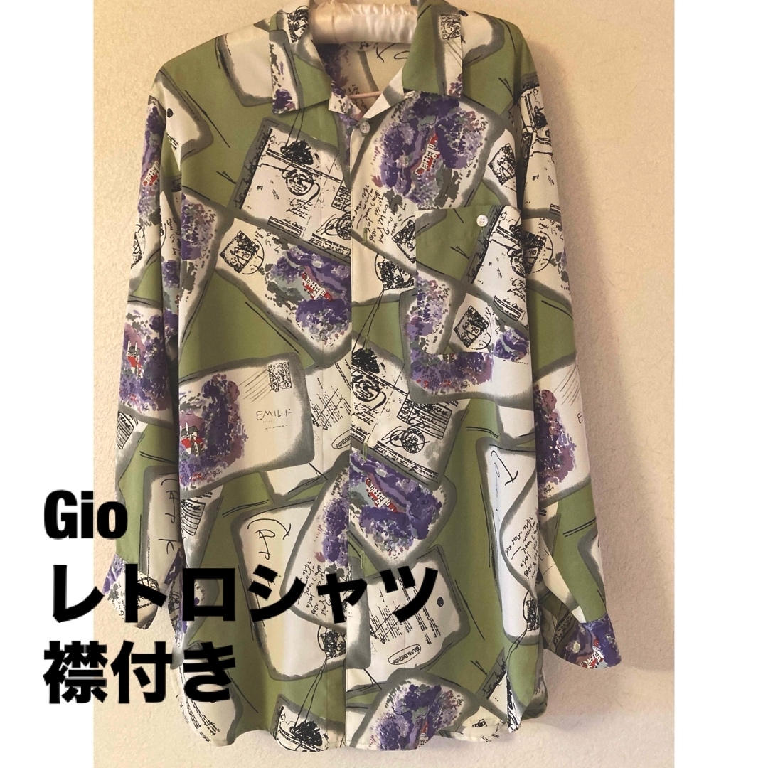 Gio(ジオ)の【Gio】長袖シャツ ブラウス ビンテージ 襟付き 春 夏 レディース メンズ レディースのトップス(シャツ/ブラウス(長袖/七分))の商品写真