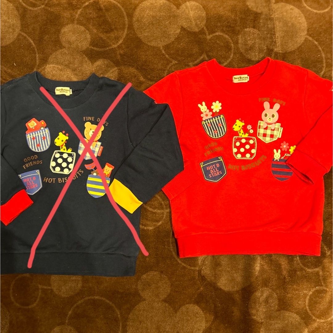 HOT BISCUITS(ホットビスケッツ)のミキハウス  ホットピスケッツ　赤　トレーナー　女の子　100 キッズ/ベビー/マタニティのキッズ服女の子用(90cm~)(Tシャツ/カットソー)の商品写真
