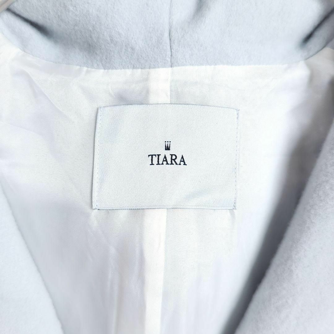 tiara(ティアラ)の人気＊ティアラ TIARA フーデッドロングコート アイスブルー メルローズ レディースのジャケット/アウター(ロングコート)の商品写真