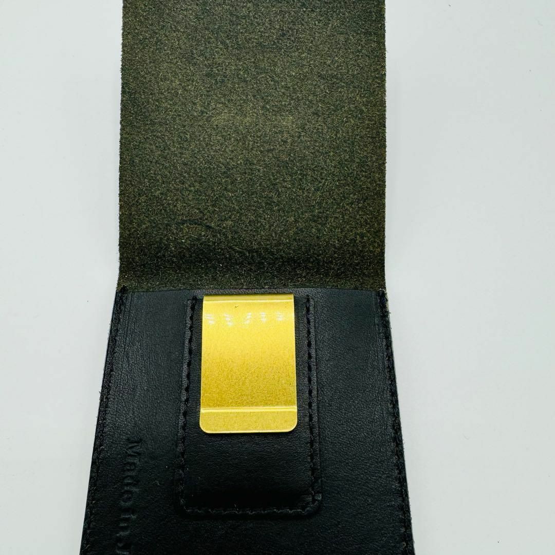 ● 新品未使用 天然皮革 レザー マネークリップ 財布 ブラック メンズのファッション小物(マネークリップ)の商品写真