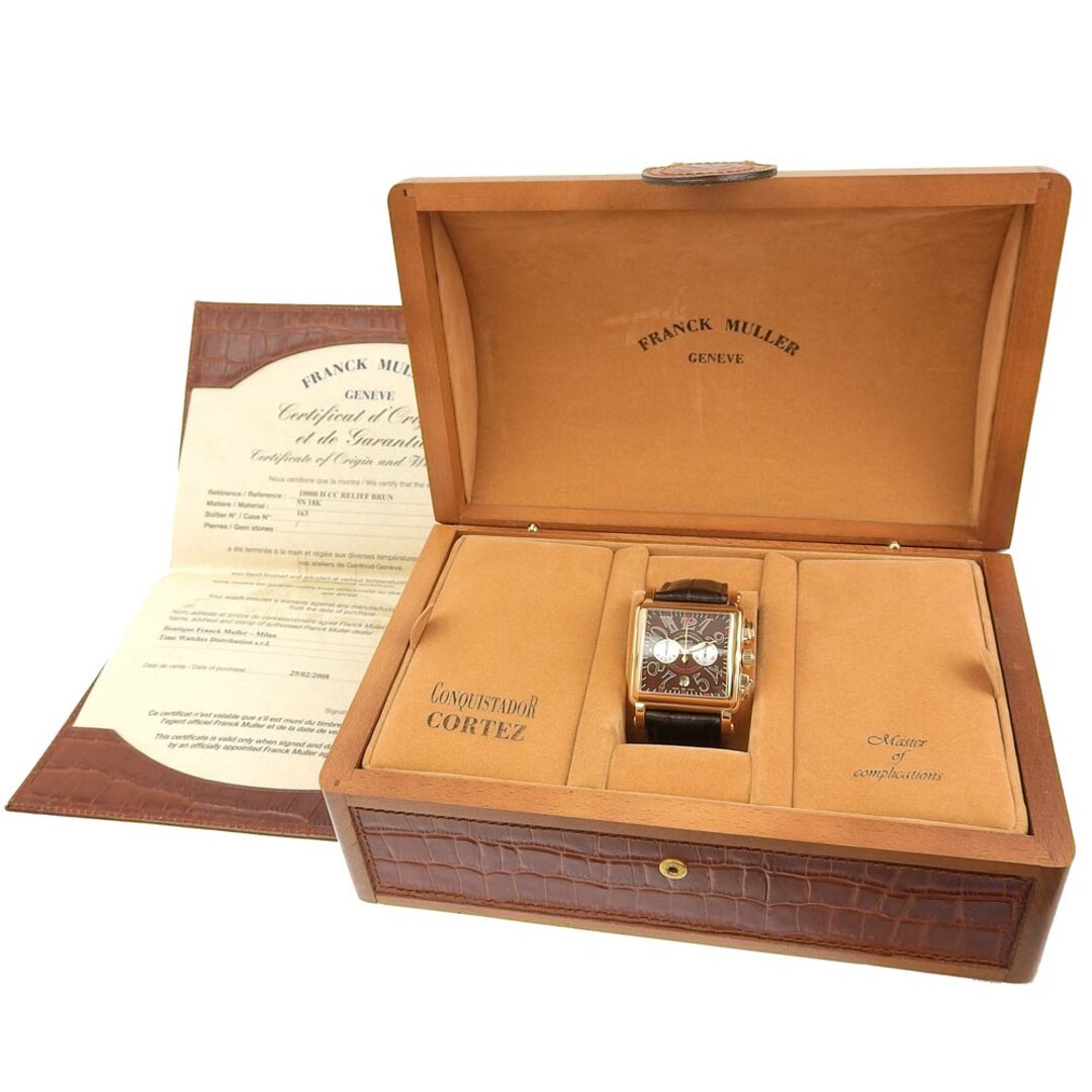 FRANCK MULLER(フランクミュラー)の【本物保証】 箱・保付 新品同様 フランクミュラー FRANCK MULLER コンキスタドール コルテス レリーフ クロノグラフ 腕時計 10000HCC 172g メンズの時計(腕時計(アナログ))の商品写真