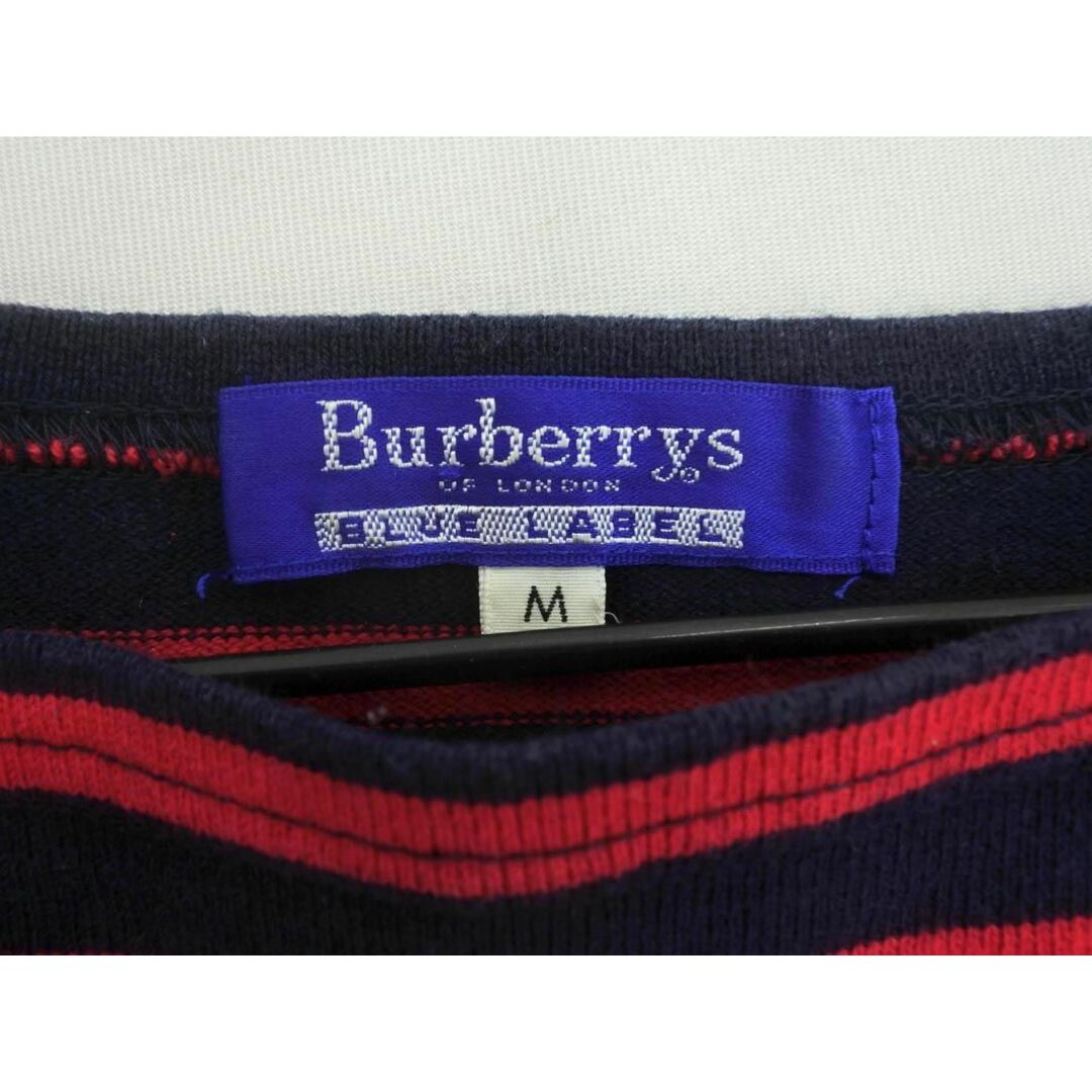 BURBERRY BLUE LABEL(バーバリーブルーレーベル)のバーバリーブルーレーベル ボートネック ボーダー カットソー sizeM/紺ｘ赤 ◇■ レディース レディースのトップス(カットソー(長袖/七分))の商品写真