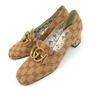 グッチ(Gucci)のグッチ GG マーモント ミッドヒール パンプス 526465 レディース ブラウン GUCCI 【中古】 【アパレル・小物】(ハイヒール/パンプス)