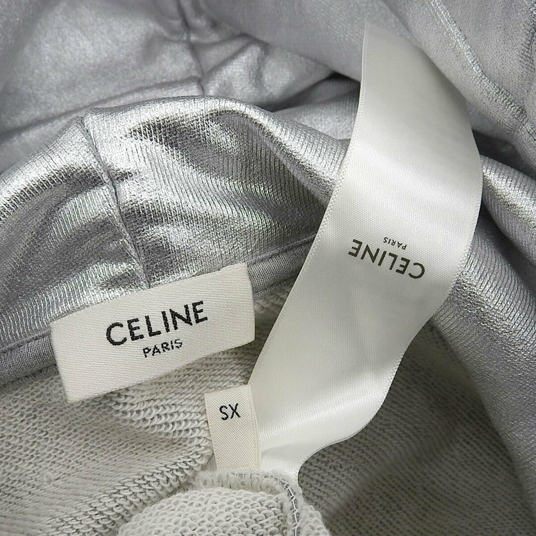 celine(セリーヌ)のセリーヌ メタリック ロゴ パーカー 2Y321684O メンズ シルバー CELINE 【中古】 【アパレル・小物】 メンズのトップス(パーカー)の商品写真