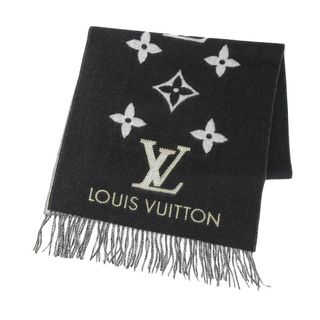 ルイヴィトン(LOUIS VUITTON)のルイヴィトン レイキャビック スタッディ－ マフラー モノグラム M71588 ユニセックス ブラック グレー LOUIS VUITTON 【中古】 【アパレル・小物】(マフラー/ストール)