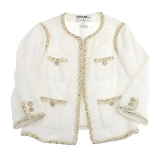 シャネル(CHANEL)のシャネル ココマーク ノーカラー ジャケット P42673V29643 レディース ホワイト CHANEL 【中古】 【アパレル・小物】(その他)