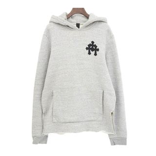 クロムハーツ(Chrome Hearts)のクロムハーツ Y NOT レザー クロス パッチ パーカー メンズ グレー CHROME HEARTS 【中古】 【アパレル・小物】(パーカー)