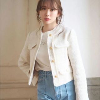 ハーリップトゥ(Her lip to)のSpring Tweed Jacket - off white / M(ノーカラージャケット)