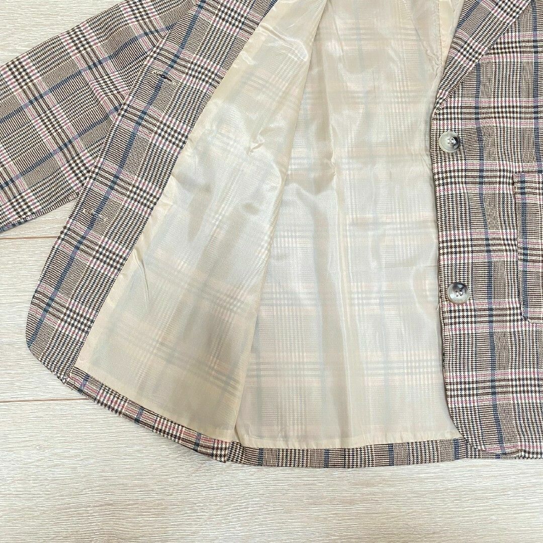 スーツ 160 女の子 パンツ フォーマル 入学式 茶 チェック ジャケット キッズ/ベビー/マタニティのキッズ服女の子用(90cm~)(ドレス/フォーマル)の商品写真
