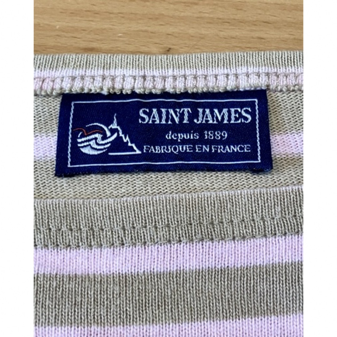 SAINT JAMES(セントジェームス)のSAINT JAMES セントジェームス ベージュ×ピンク ボーダーバスクシャツ レディースのトップス(カットソー(長袖/七分))の商品写真