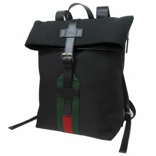 グッチ(Gucci)の【新品】グッチ バッグ ショルダーバッグ 619749 (ブラック) GUCCI キャンバス ウェビングライン バッグパック リュック A4収納可 アウトレット メンズ(バッグパック/リュック)