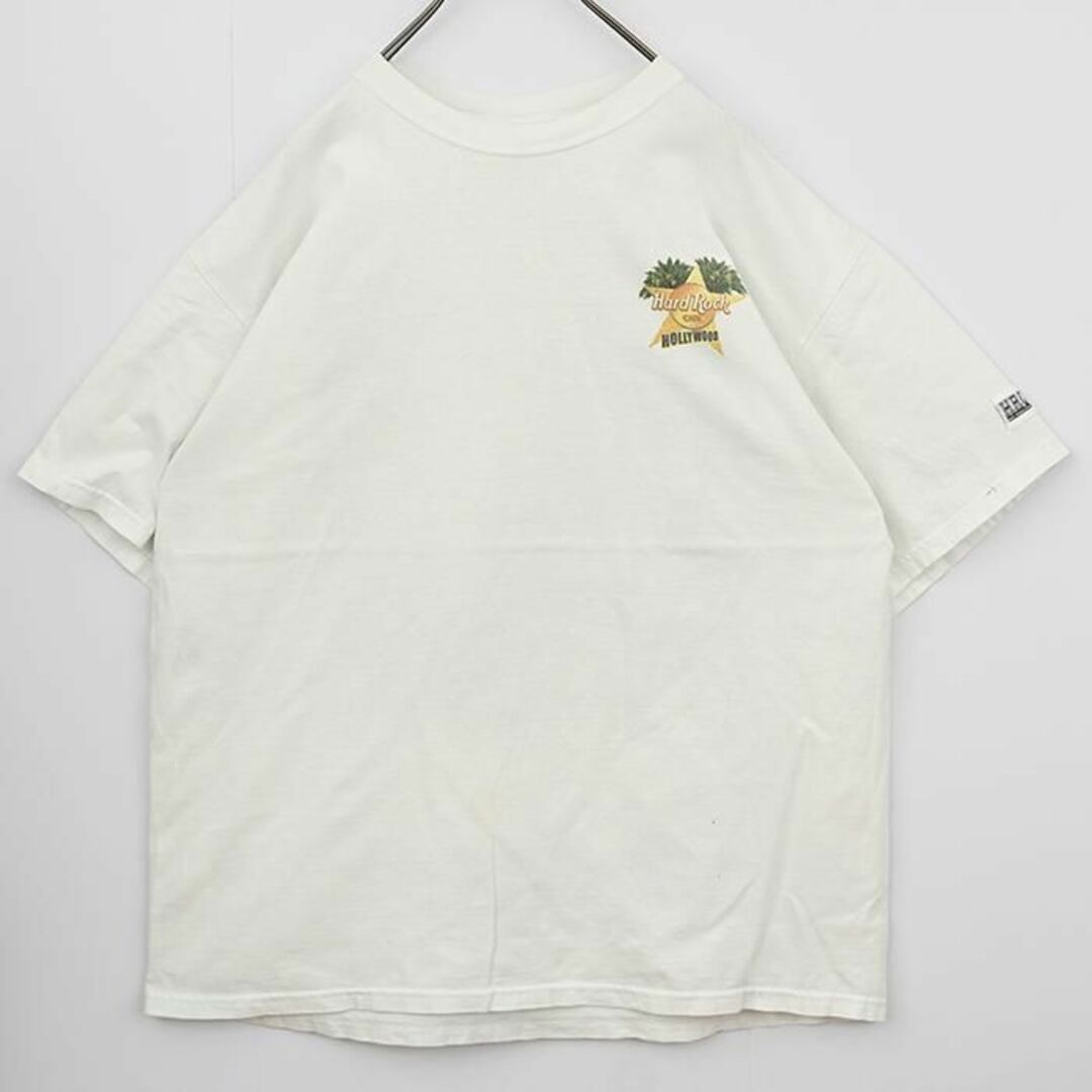 ハードロックカフェ ビッグプリントTシャツ ハリウッド XL ホワイト 白 黄色 メンズのトップス(Tシャツ/カットソー(半袖/袖なし))の商品写真