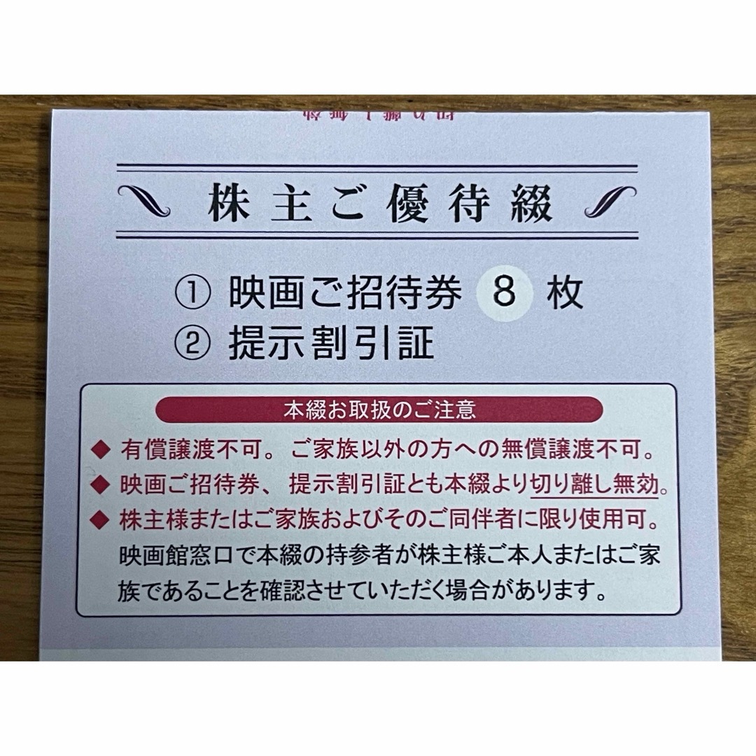 東京テアトル　株主優待券　【８枚】 チケットの優待券/割引券(その他)の商品写真