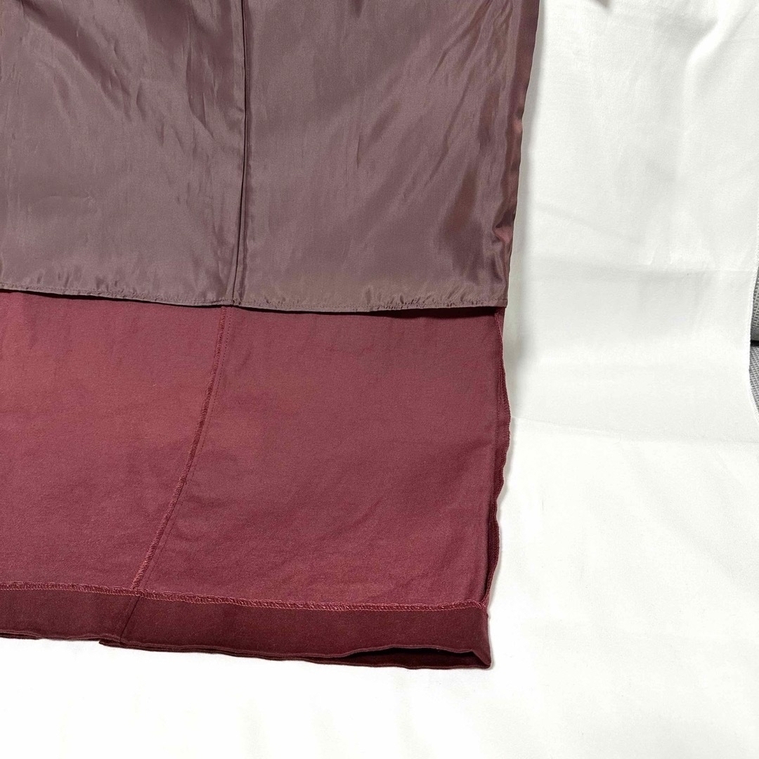 nano・universe(ナノユニバース)のナノユニバース ハイウエストサスペンダースカート ボルドー ワイン 裏地付き レディースのスカート(ロングスカート)の商品写真