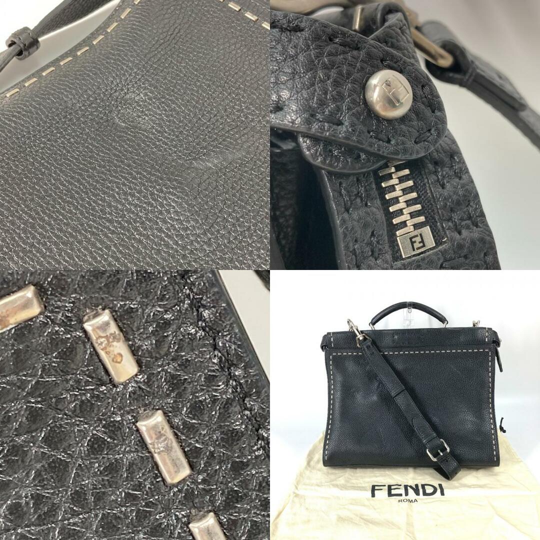 フェンディ FENDI セレリア ピーカブー アイコニック フィット 7VA406 ショルダーバッグ 斜め掛け カバン 2WAY ビジネスバッグ  トートバッグ ハンドバッグ レザー ブラック 美品