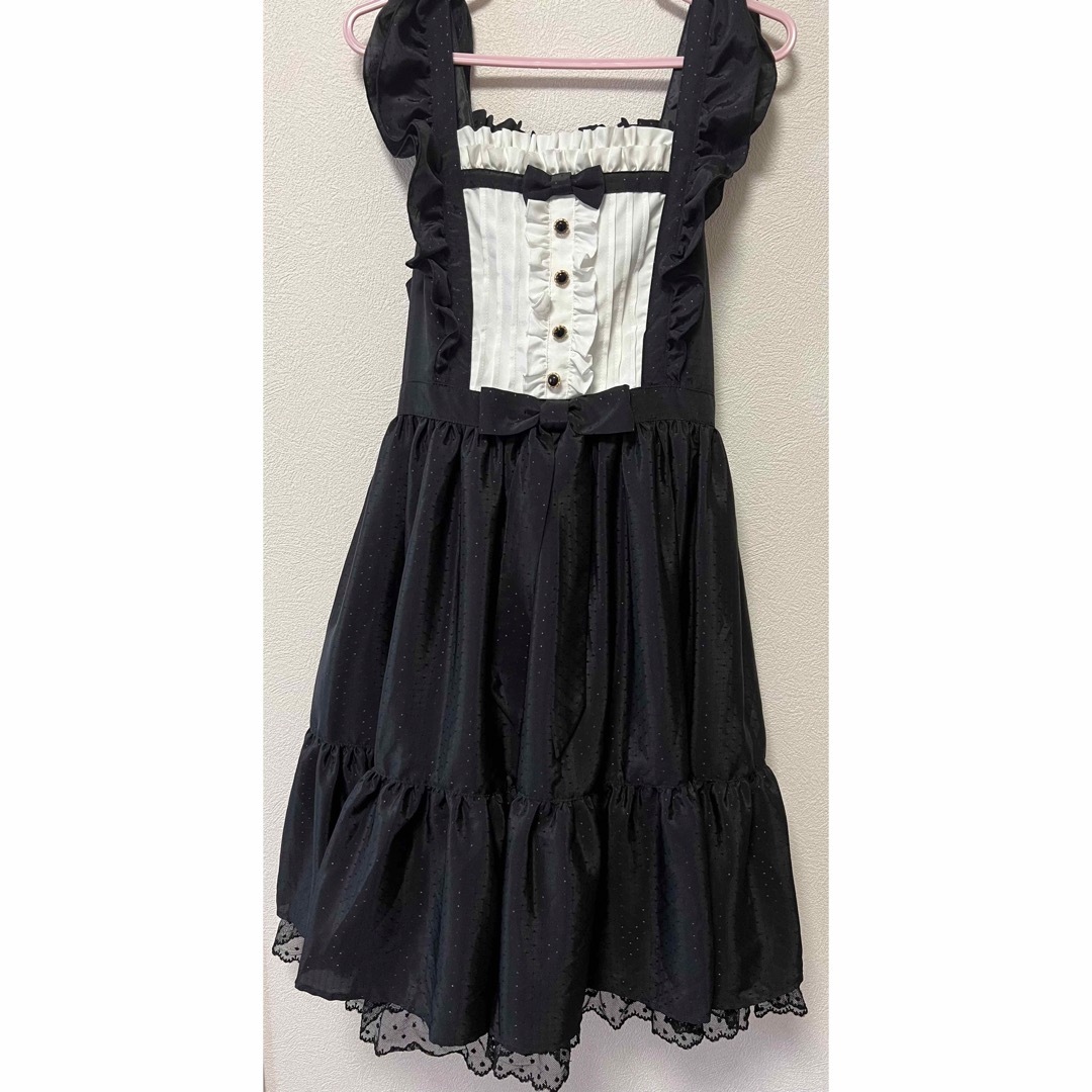 Angelic Pretty(アンジェリックプリティー)のSilky Lady ジャンパースカート 色:黒  レディースのワンピース(ひざ丈ワンピース)の商品写真
