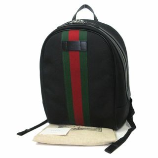 グッチ(Gucci)の【新品】グッチ バッグ ショルダーバッグ 630918 (ブラック) GUCCI キャンバス ウェビングライン バッグパック リュック A4収納可 アウトレット メンズ(バッグパック/リュック)