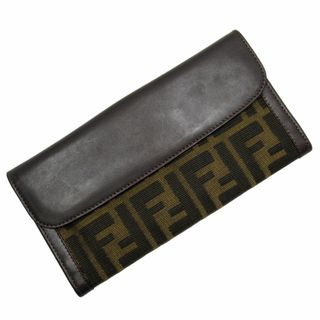 フェンディ(FENDI)のフェンディ FENDI 二つ折り長財布 ズッカ キャンバス/レザー ブラウン ユニセックス 送料無料【中古】 t19192a(長財布)