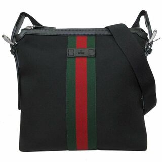 【新品】グッチ バッグ ショルダーバッグ 631199 (ブラック×マルチカラー) GUCCI ウェビングライン ストライプ ファイルバッグ 斜め掛け アウトレット メンズ(ショルダーバッグ)