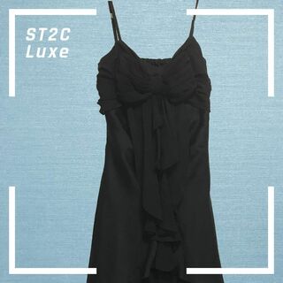 ST2C Luxe パーティードレス ブラック 胸リボン 11AR mkr32(ミニドレス)