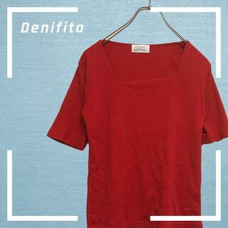 denifita カットソー ショートトップス 半袖 スクエアネック mkr30(Tシャツ(半袖/袖なし))