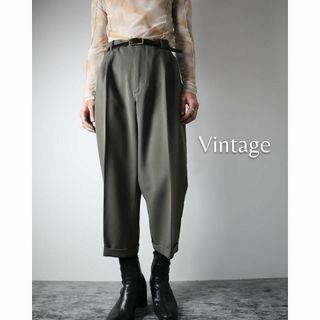 ヴィンテージ(VINTAGE)の【vintage】2タック ワイド バギー スムース スラックス カーキ W36(スラックス)