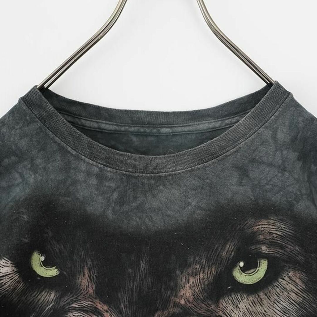 アニマルプリントTシャツ アニマルT 狼 ウルフ XL グレー ブラック 黒 メンズのトップス(Tシャツ/カットソー(半袖/袖なし))の商品写真