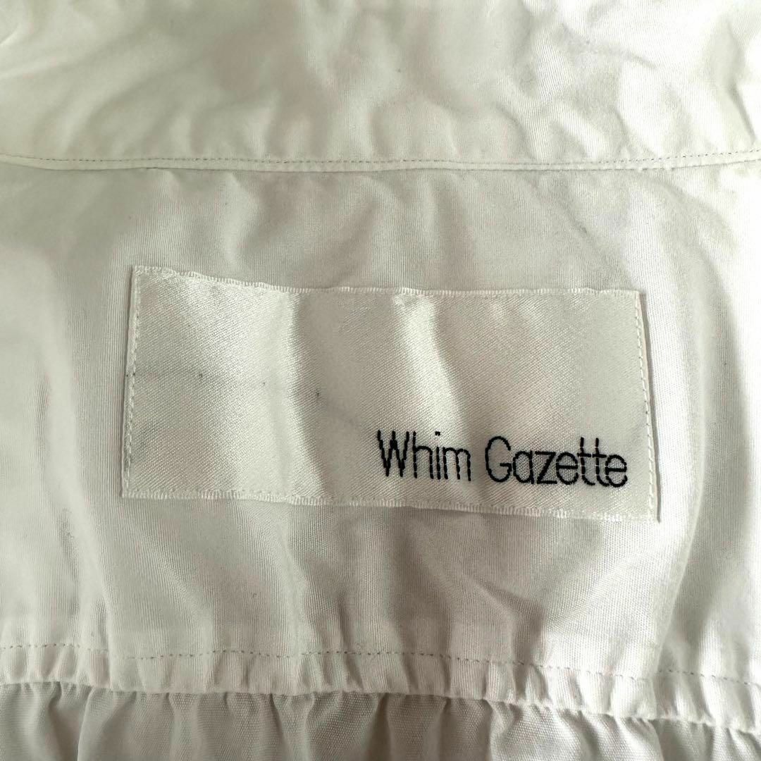 Whim Gazette(ウィムガゼット)の美品*ウィムガゼット シャーリングブラウス 長袖シャツ デザインシャツ 白シャツ レディースのトップス(シャツ/ブラウス(長袖/七分))の商品写真