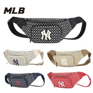 メジャーリーグベースボール(MLB)の【韓国ファッション】MLB Korea エムエルビーコリア NY YANKEES MONOGRAM HIPSACK 32BGC9011 50L / 50I /  50B / 50N / 50R カバン 鞄 ヒップサック ボディバッグ 1.ブラック(ショルダーバッグ)