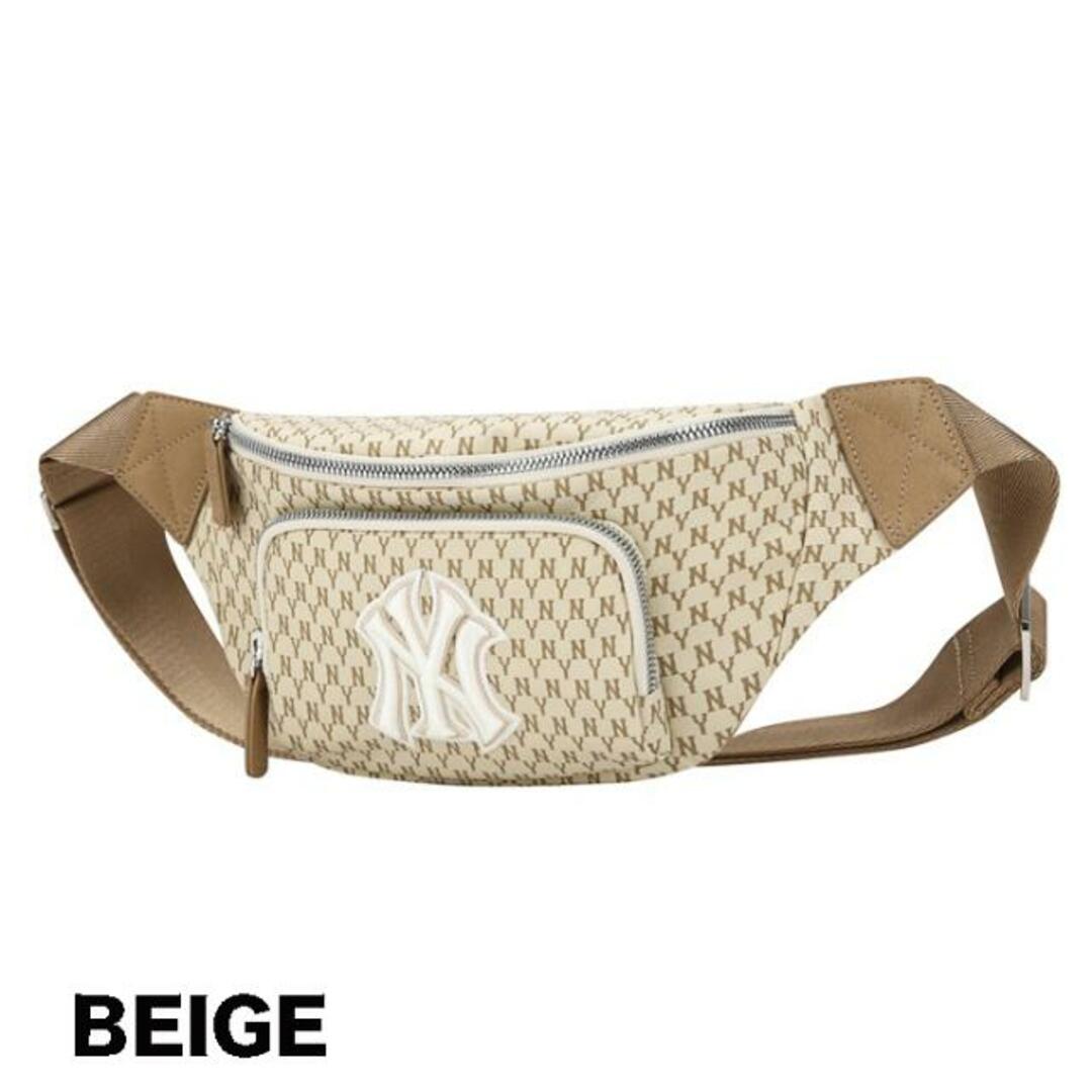 MLB(メジャーリーグベースボール)の【韓国ファッション】MLB Korea エムエルビーコリア NY YANKEES MONOGRAM HIPSACK 32BGC9011 50L / 50I /  50B / 50N / 50R カバン 鞄 ヒップサック ボディバッグ 3.ベージュ レディースのバッグ(ショルダーバッグ)の商品写真