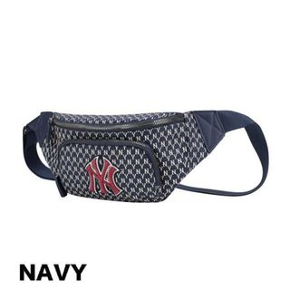 メジャーリーグベースボール(MLB)の【韓国ファッション】MLB Korea エムエルビーコリア NY YANKEES MONOGRAM HIPSACK 32BGC9011 50L / 50I /  50B / 50N / 50R カバン 鞄 ヒップサック ボディバッグ 4.ネイビー(ショルダーバッグ)