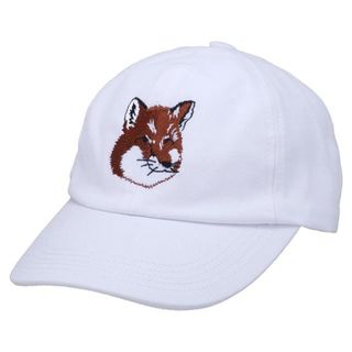 メゾンキツネ(MAISON KITSUNE')のMaison Kitsune メゾンキツネ FOX HEAD LOGO BASE BALL CAP HU06118WW0007 キャップ 帽子 ネイビー ホワイト 白 2.ホワイト(キャップ)