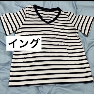 イング(INGNI)のイング　Tシャツ　ボーダー　Vネック　Mサイズ(Tシャツ(半袖/袖なし))