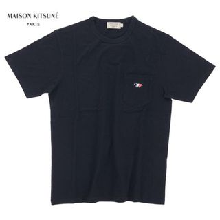 メゾンキツネ(MAISON KITSUNE')の【メール便】MAISON KITSUNE メゾンキツネ TRICOLOR FOX PATCH POCKET T-SHIRT FM00120KJ 0010 Tシャツ 半袖 ブラック 黒 ブラック(Tシャツ/カットソー(半袖/袖なし))