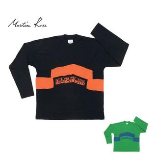 【2色】ナパピリ マーティンローズ Tシャツ 長袖 メンズ ロンT Napa By Martine Rose Siri L/S Tee N0YHSU L26 / N0YHSU L28 クルーネック(mr0004) 1.ネイビー×オレンジ(Tシャツ/カットソー(七分/長袖))