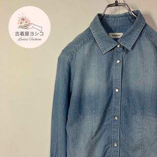 エンスウィート(ensuite)のensuite 色落ち スナップボタン 薄手 長袖 デニム シャツ 古着(シャツ/ブラウス(長袖/七分))