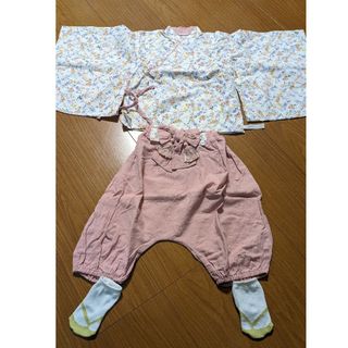 ベビー袴 女の子  2ピース 初節句 お食い初め 80-90 ピンク ひな祭り(和服/着物)