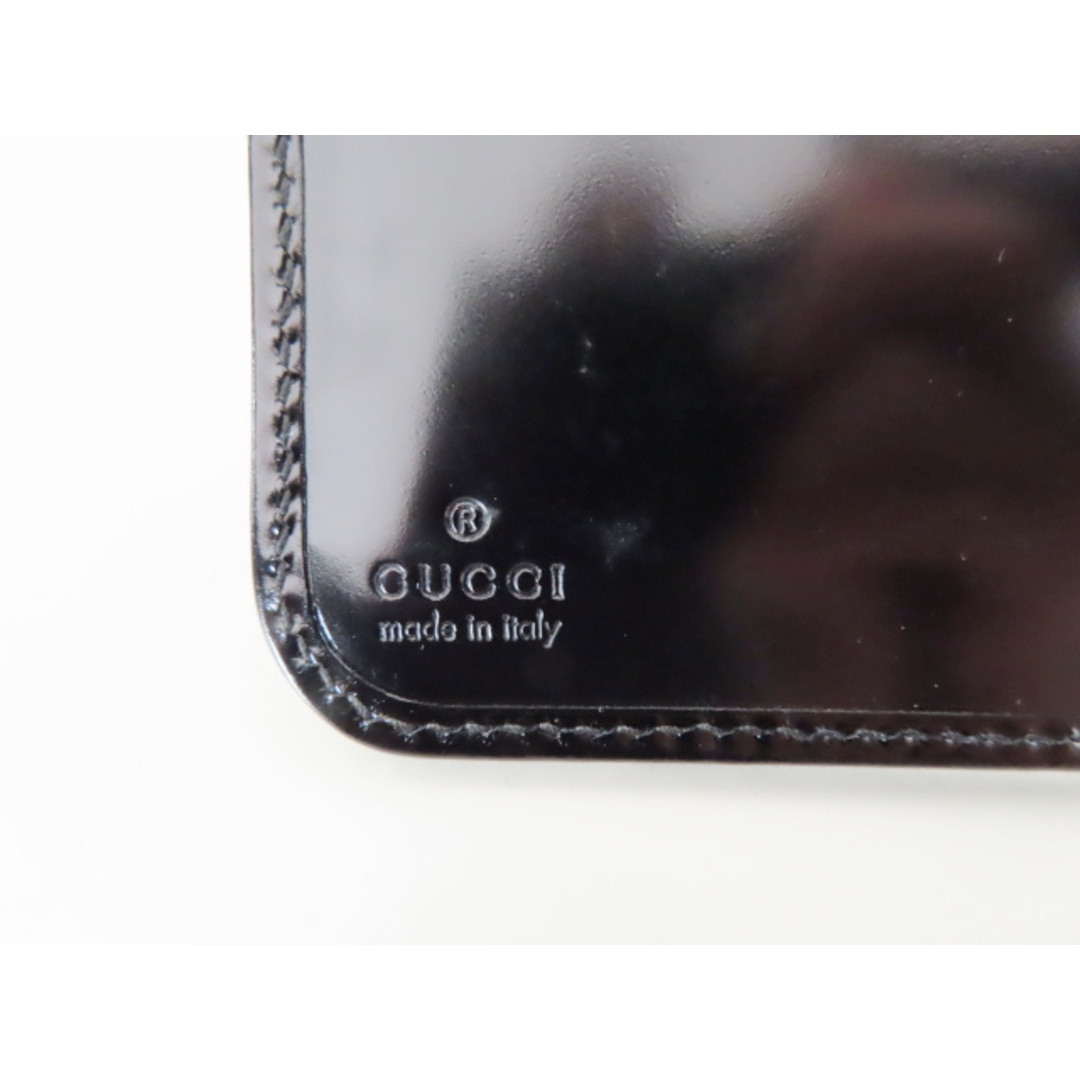 Gucci(グッチ)のK02 美品 GUCCI グッチ GGキャンバス/エナメル ファスナー付き折り財布 グレー/ブラック レディースのファッション小物(財布)の商品写真