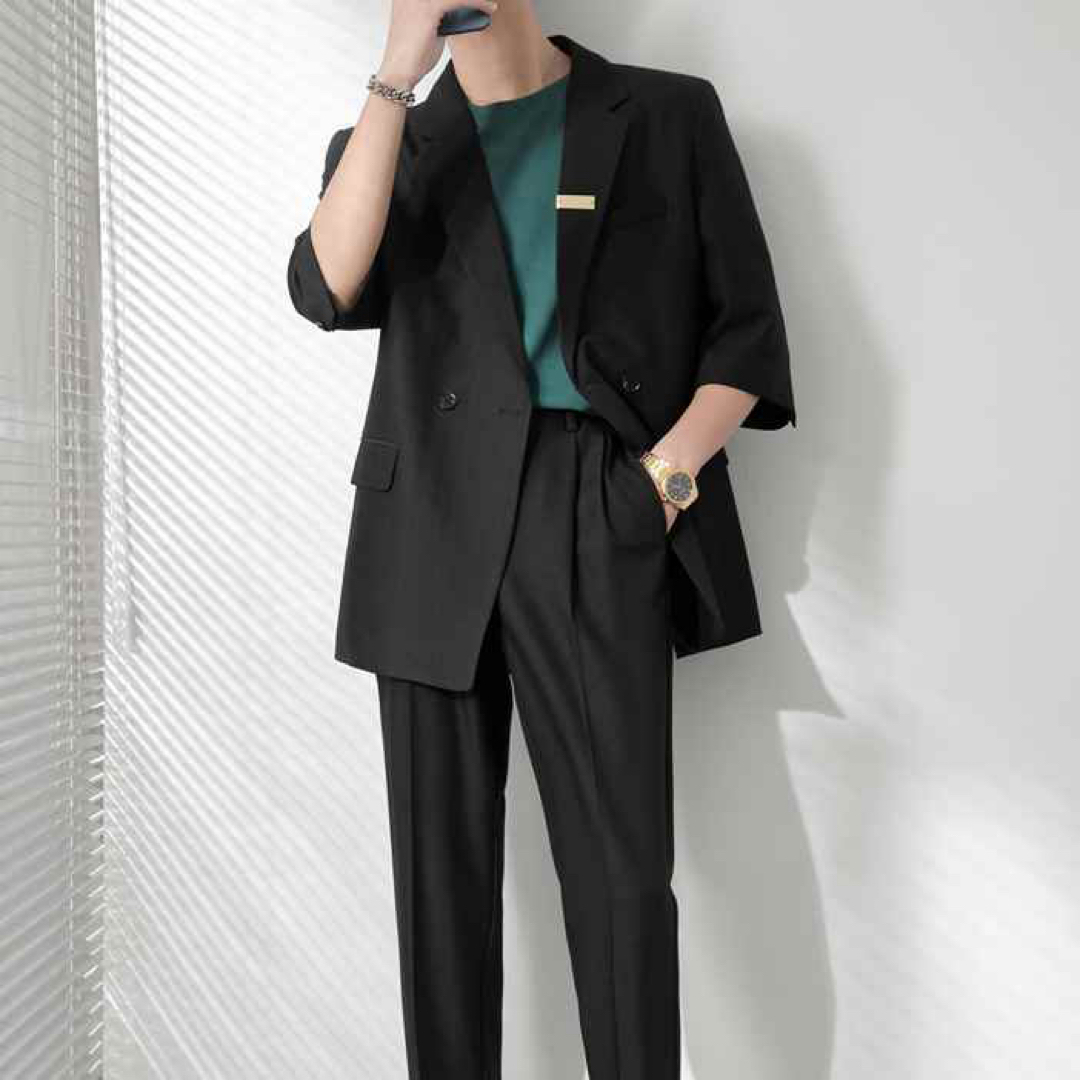 韓国 コリアン レトロ セットアップ スーツ メンズ おしゃれ かっこいい 上品 メンズのスーツ(セットアップ)の商品写真