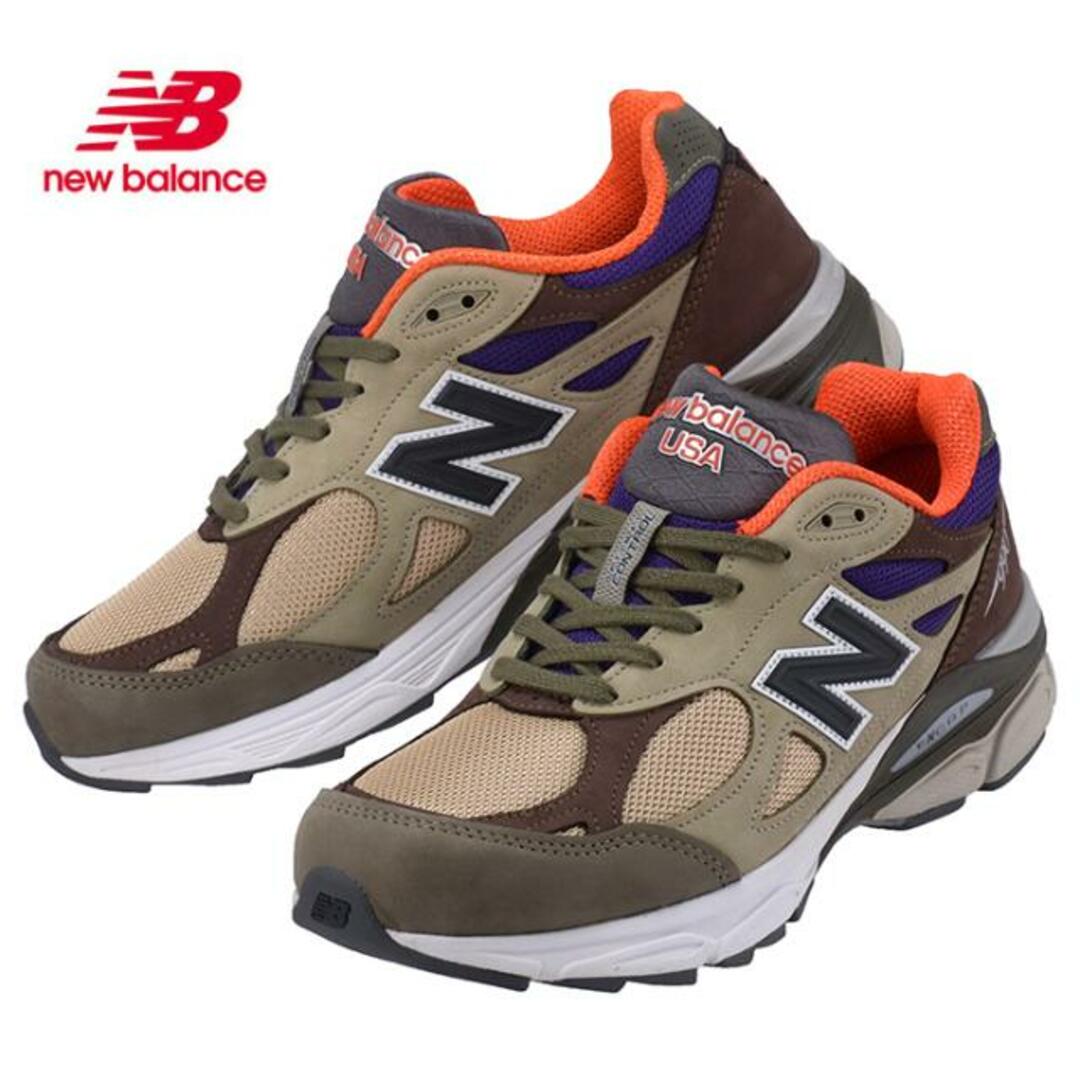 New Balance(ニューバランス)のNew Balance ニューバランス Made in USA 990 v3 BT3 M990BT3 メンズ スニーカー シューズ 靴  nb0643 カーキオレンジ メンズの靴/シューズ(スニーカー)の商品写真