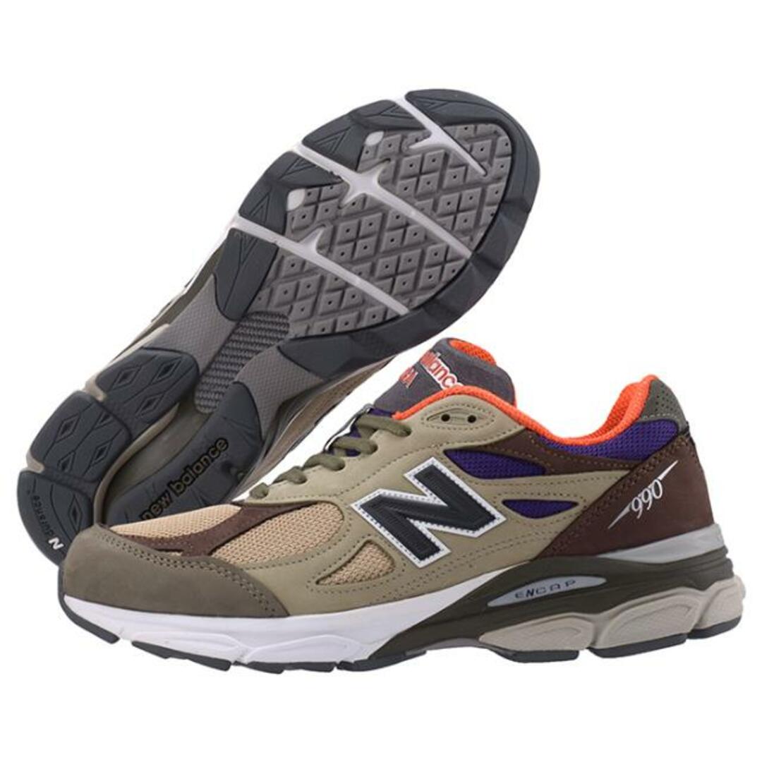 New Balance(ニューバランス)のNew Balance ニューバランス Made in USA 990 v3 BT3 M990BT3 メンズ スニーカー シューズ 靴  nb0643 カーキオレンジ メンズの靴/シューズ(スニーカー)の商品写真