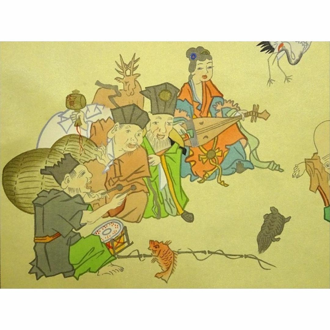 掛軸 翠紅『都七福神めぐり 御朱印』仏画 絹本 箱無 掛け軸 掛軸 翠紅『都七福神めぐり 御朱印』仏画 絹本 箱無 掛け軸