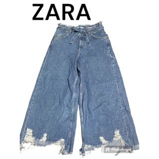 ザラ(ZARA)の【ZARA】ザラ  ウエスト紐付き ワイドパンツ(カジュアルパンツ)