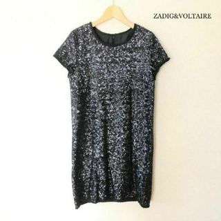 Zadig&Voltaire - 美品 ザディグエヴォルテール スパンコール 半袖 膝丈 ワンピース ドレス