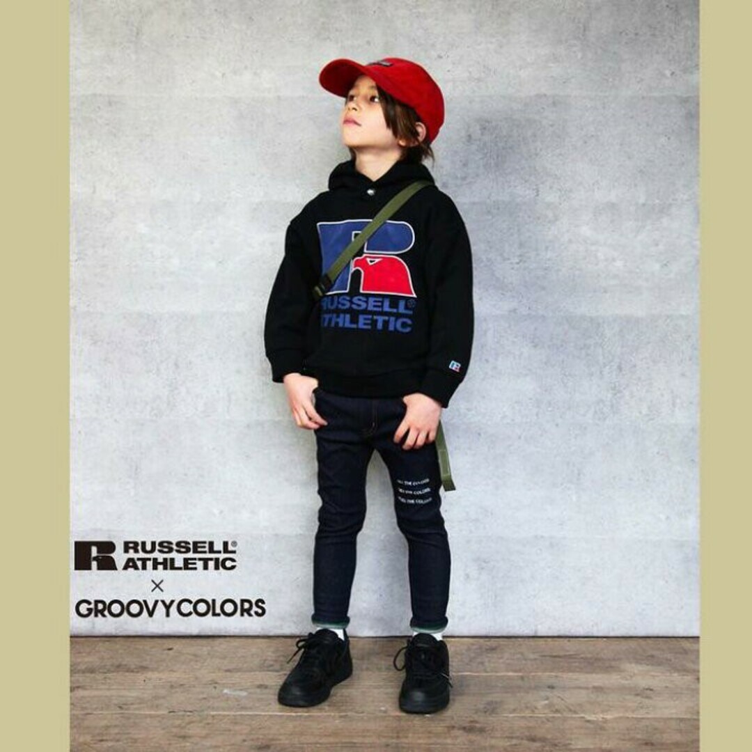 Groovy Colors(グルービーカラーズ)のRUSSELL ATHLETIC×GROOVY BAT WING HOODIE キッズ/ベビー/マタニティのキッズ服男の子用(90cm~)(Tシャツ/カットソー)の商品写真